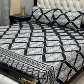 Crystal King Size Bed Sheet Set-3Pcs-Design-129